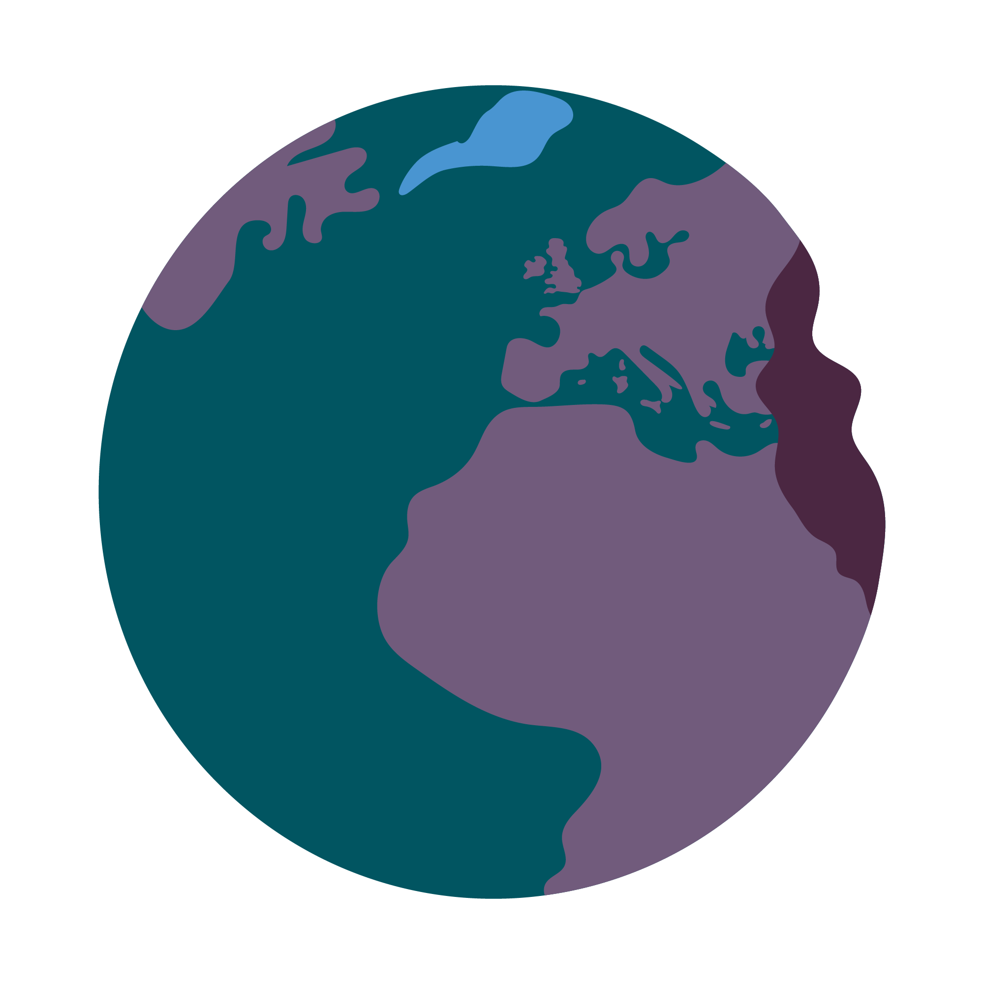 2D illustration of Earth with a bite of it missing