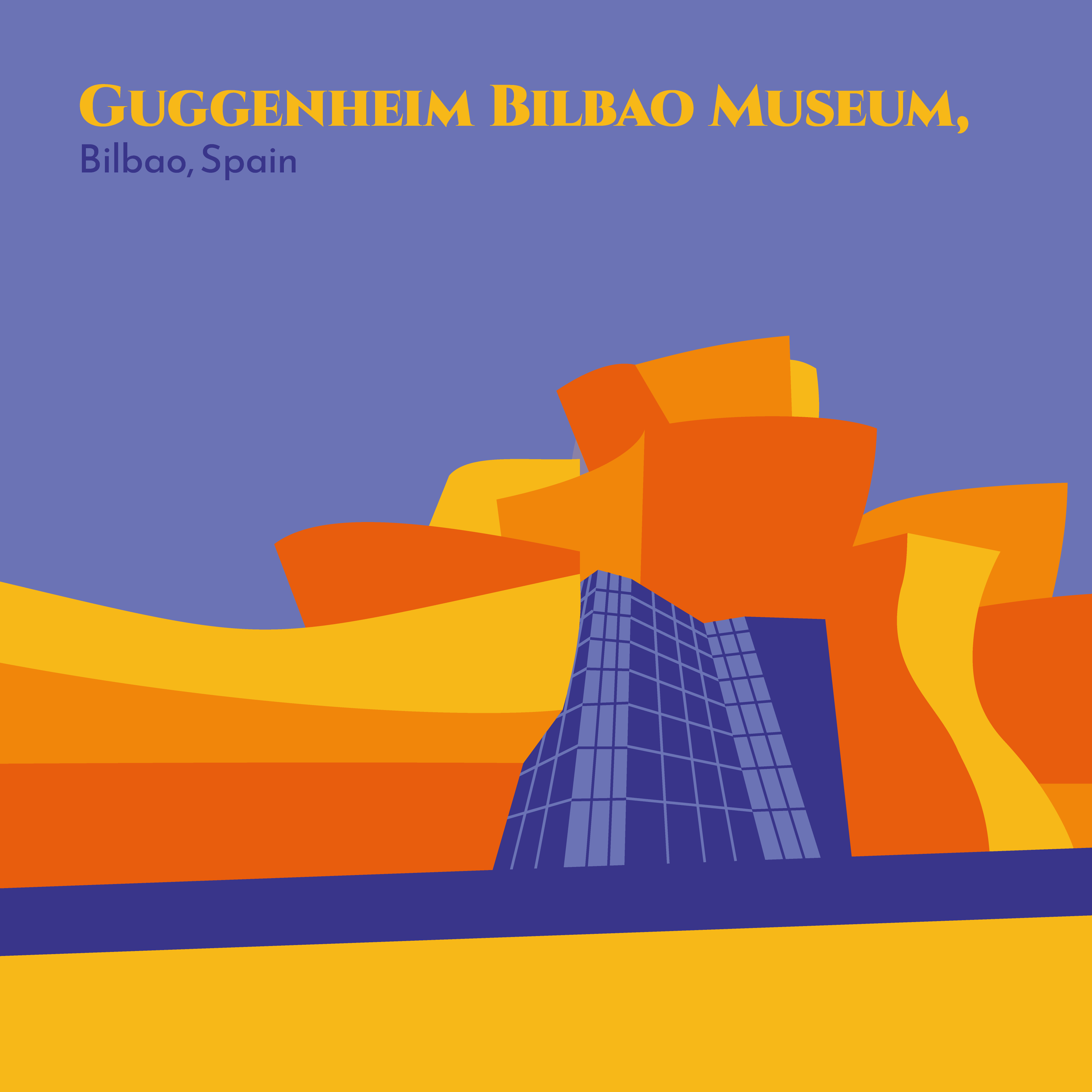 Illustration of Guggenheim Bilbao Museum, Bilbao, Spain