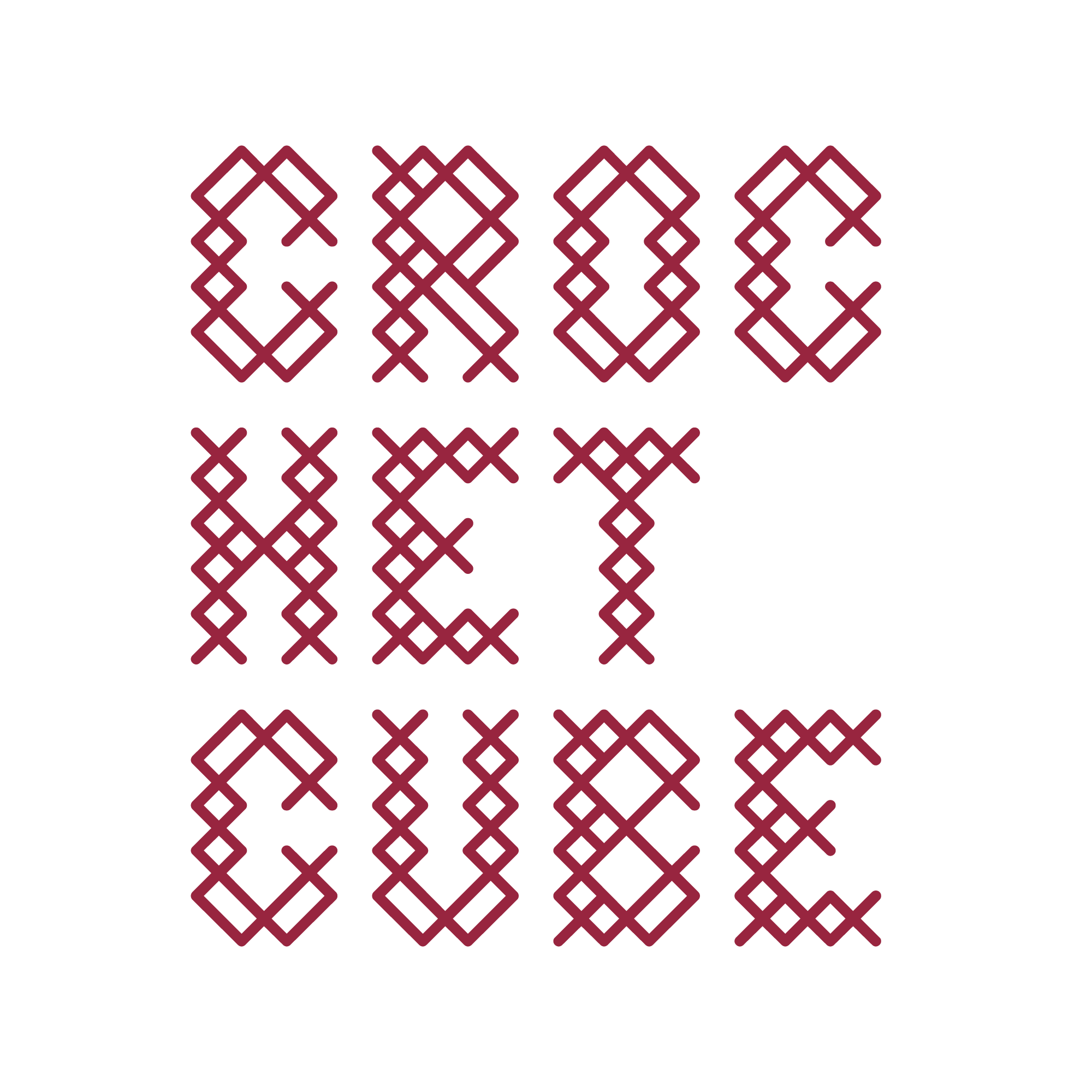 Cross-stitched logo of Crochet Cube booklet