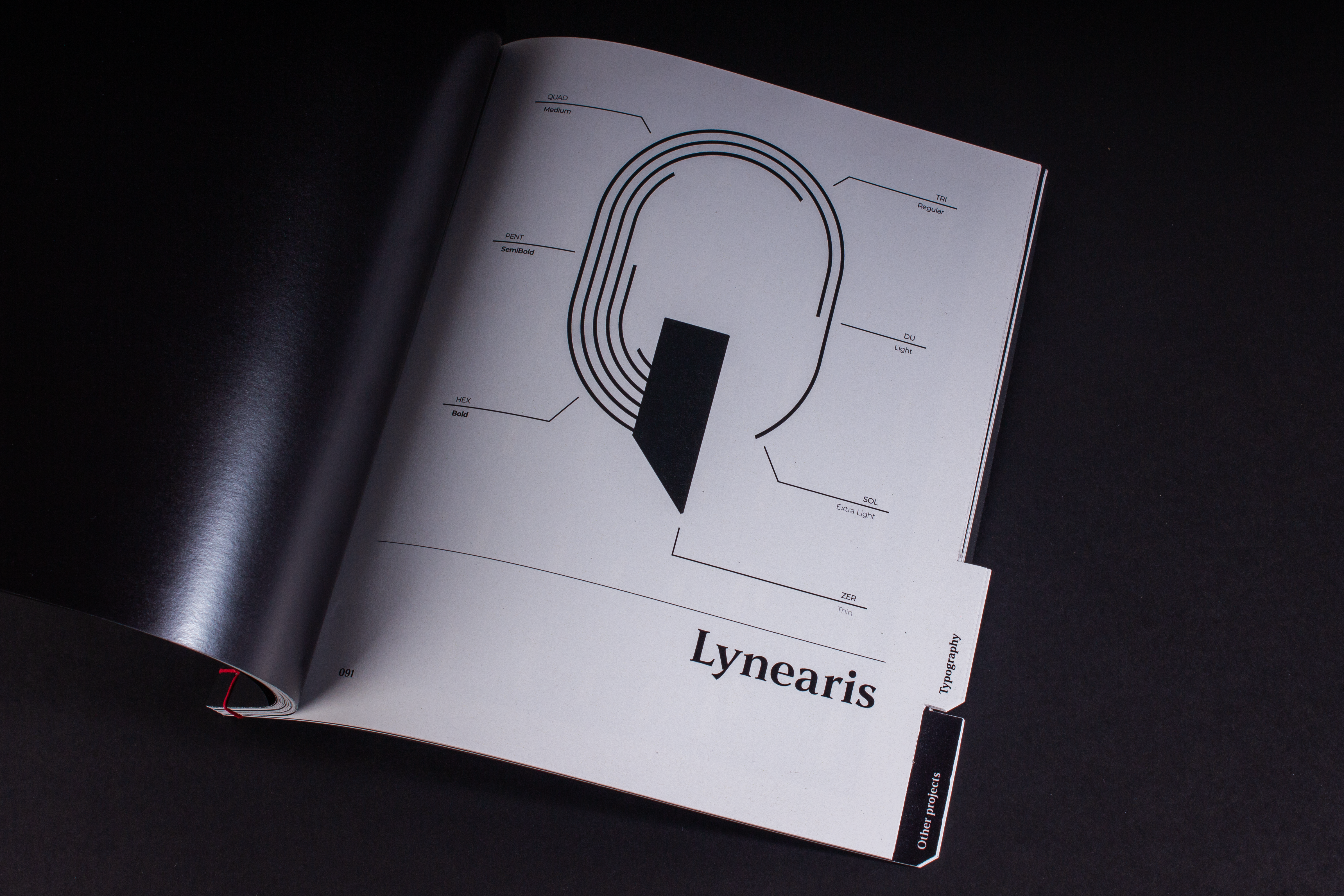 The starting page showcasing my typography project Lynearis