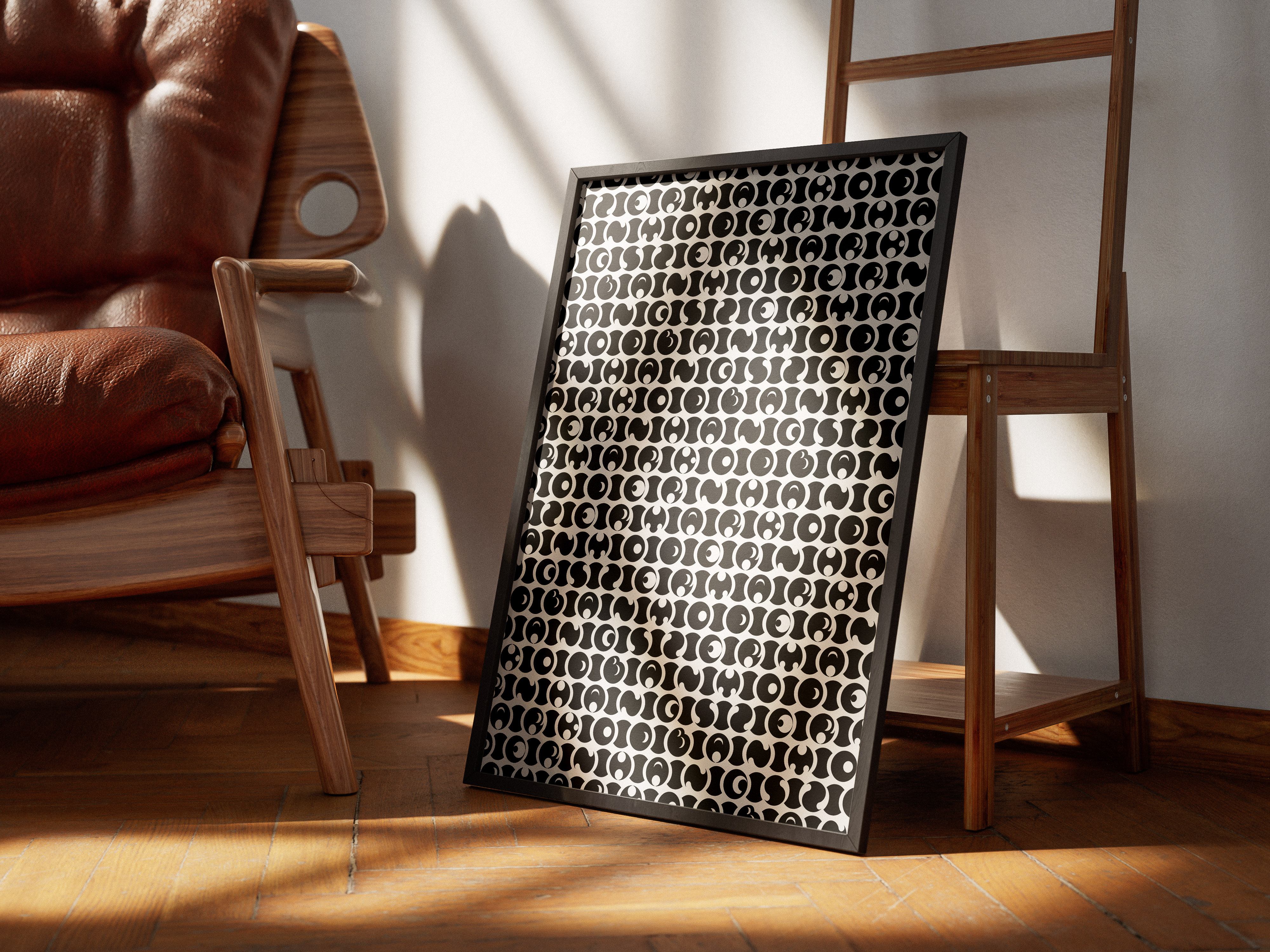 Geometric poster design with the use of Rolling Moon display font