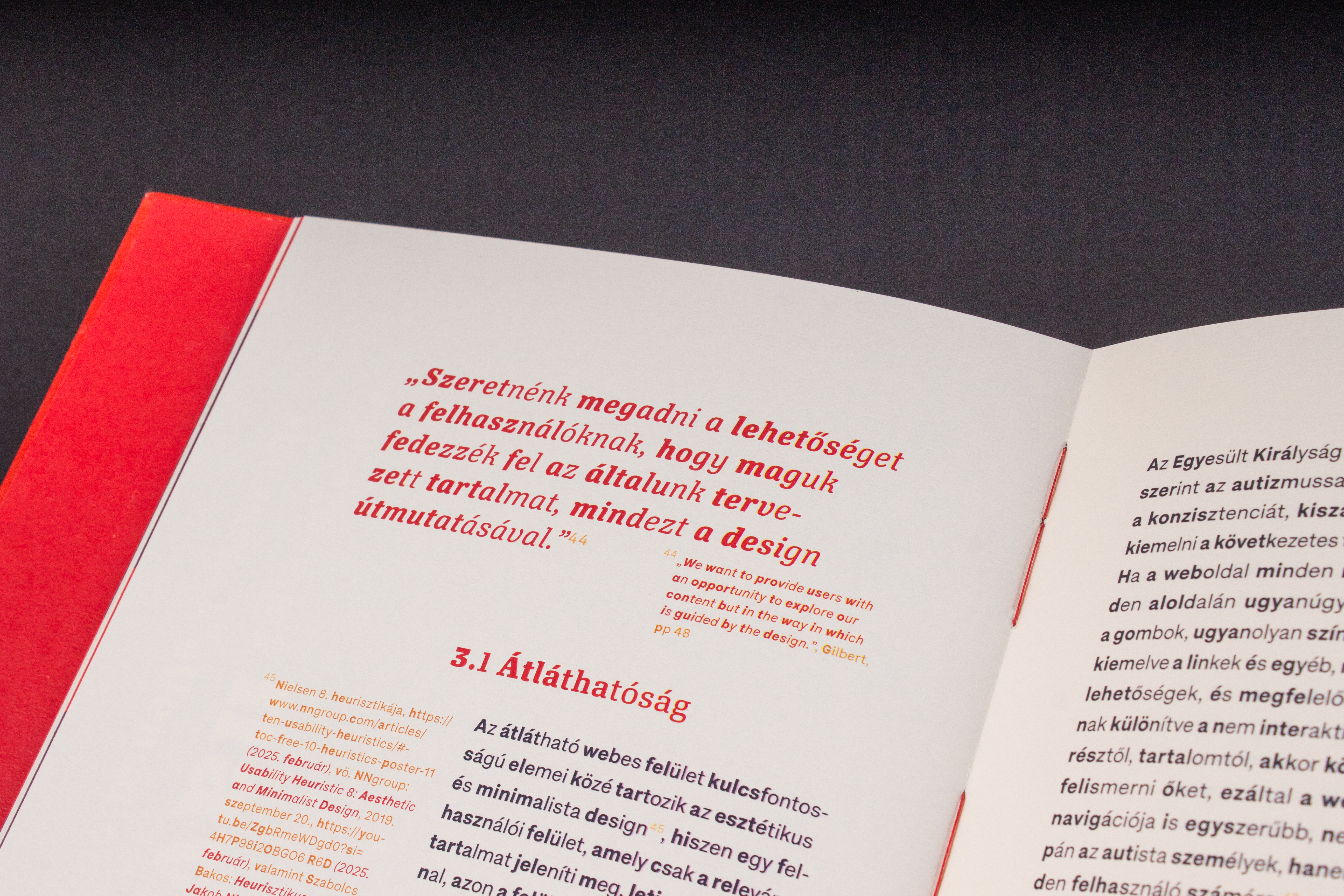 Close up on a quote of the thesis talking about user freedom in web design