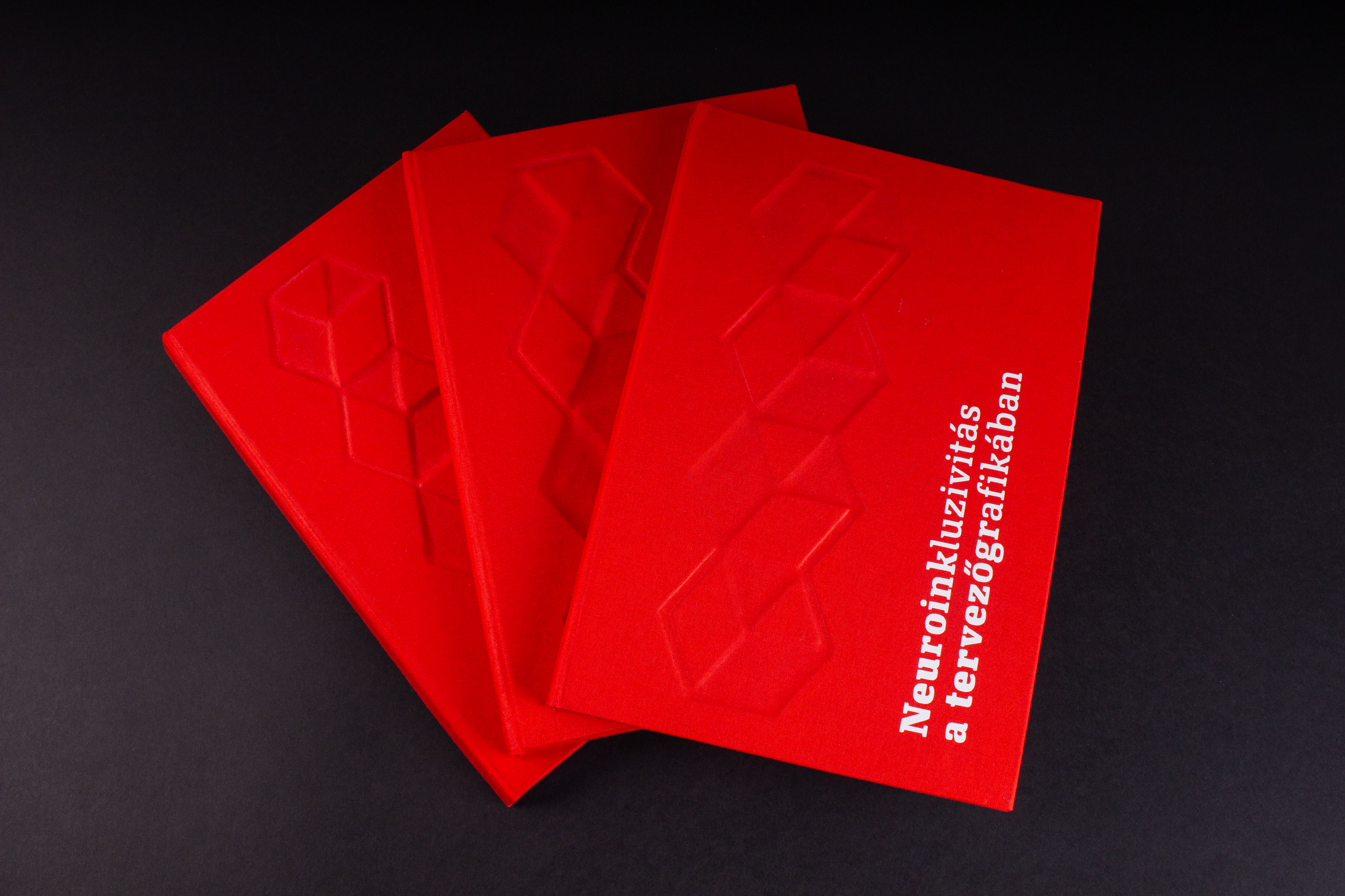 The cover of the Neuroinclusivity in Graphic Design thesis with a geometric debossing pattern