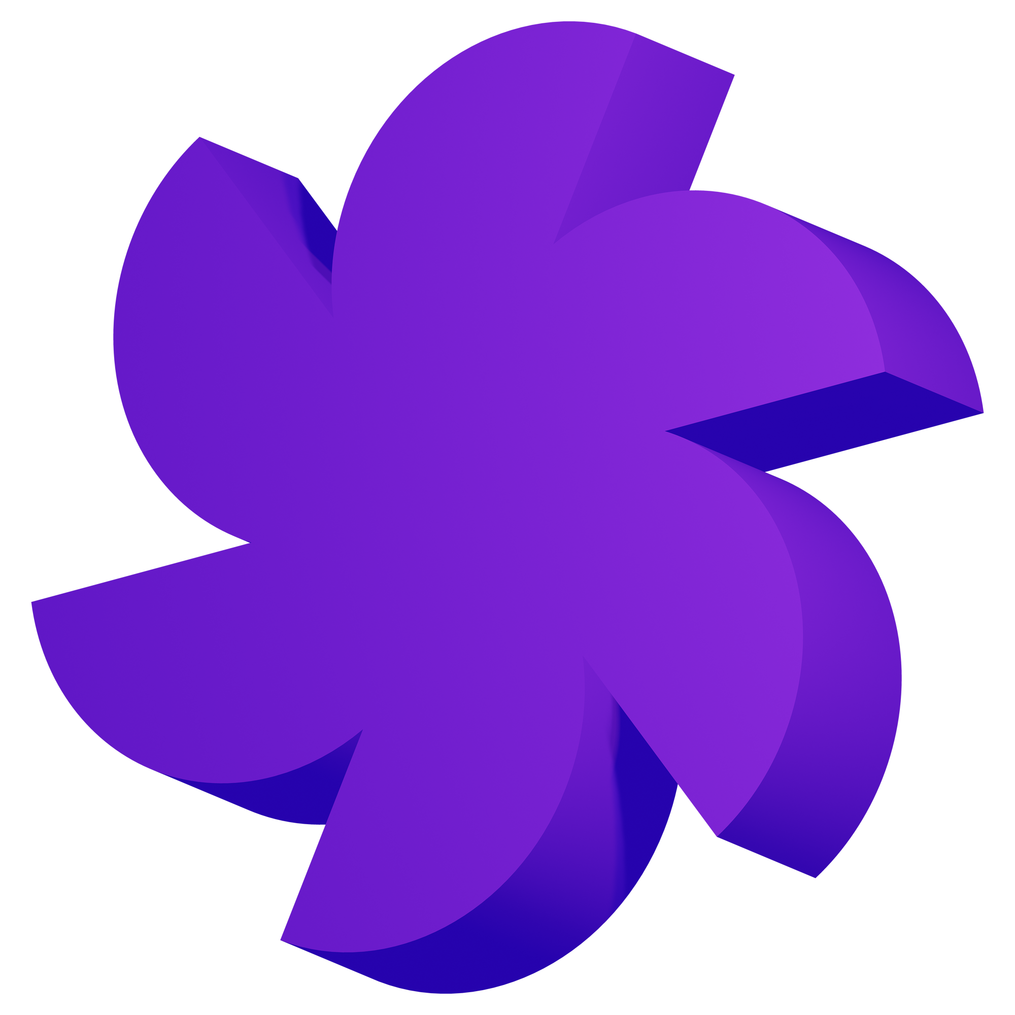 Purple 3D flower-shaped pinwheel, part of the 3D shapes used by Twisty